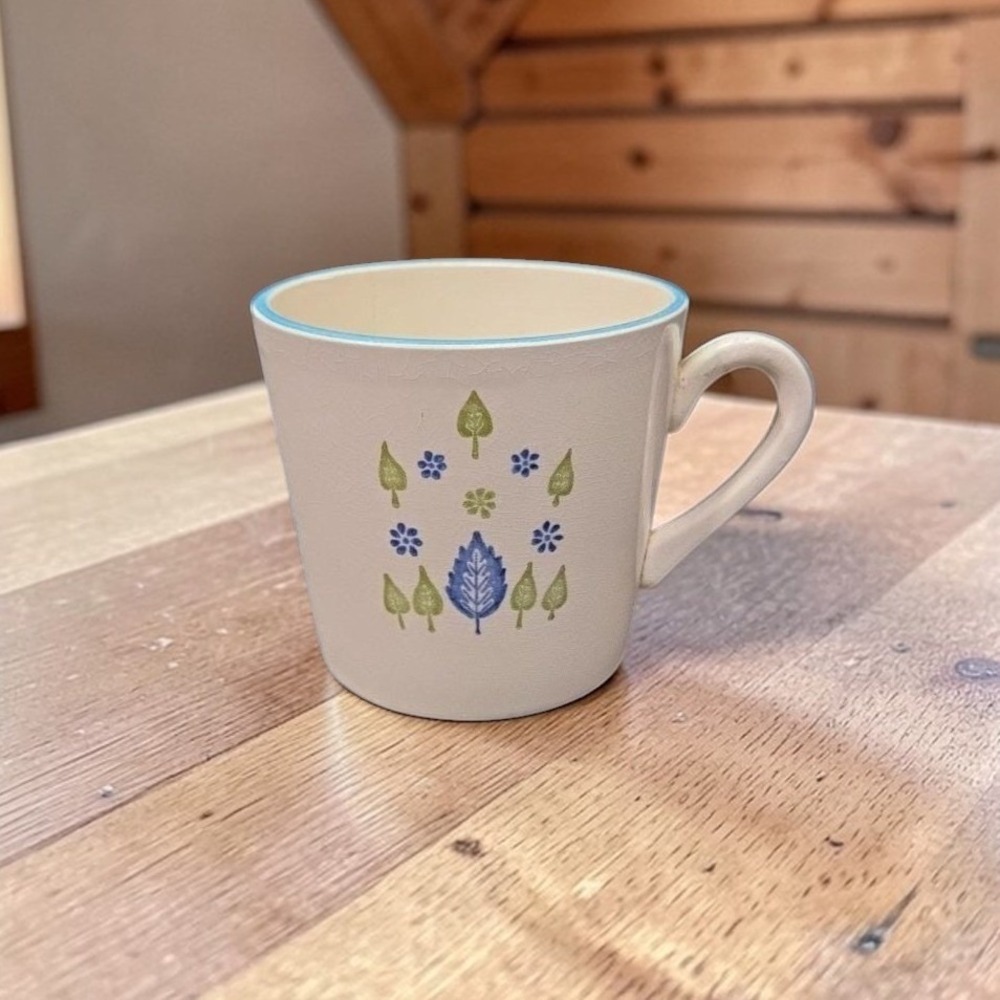 Marcrest Stetson Swiss Chalet Coffee Cup, Green Blue White, Vintage Replacement